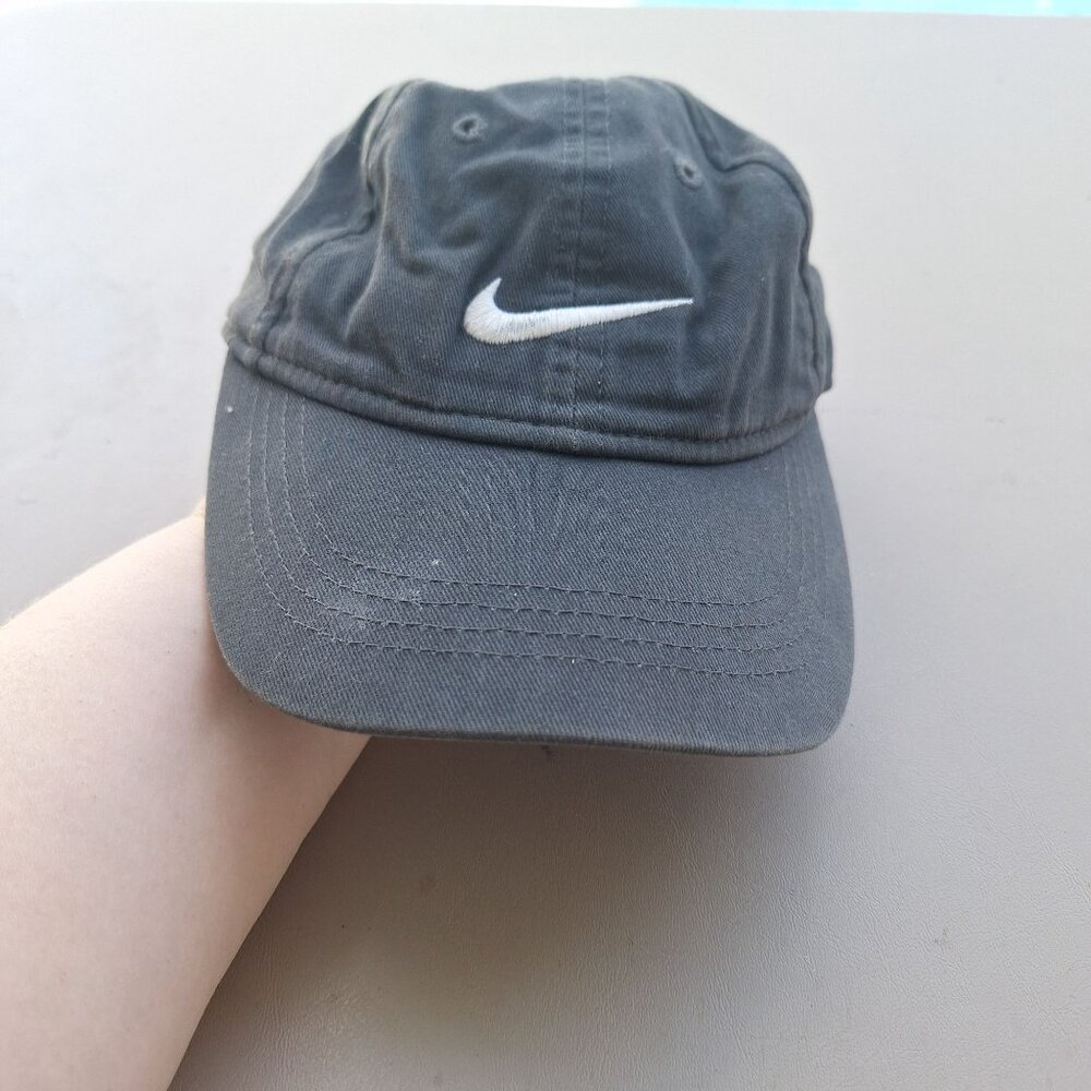 CHILDS SIZE "JUST DO IT" NIKE SWOOSH LOGO DARK BLUE HOOK & LOOP BACK HAT/CAP